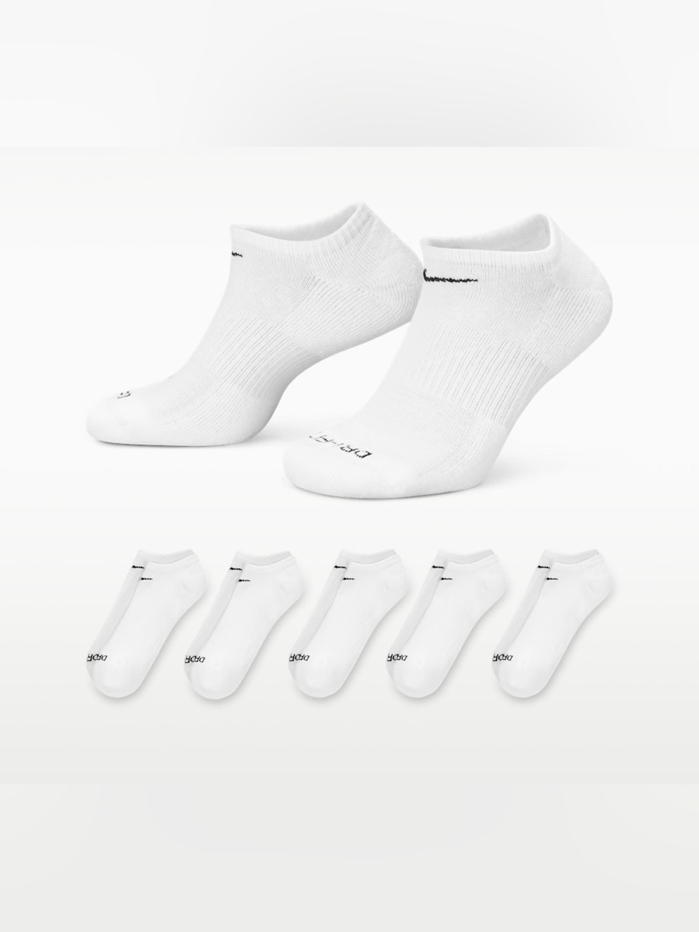 Nike Everyday Plus Cushioned Training No-Show Socks (6 Pairs) - SX6900-100 - NWT